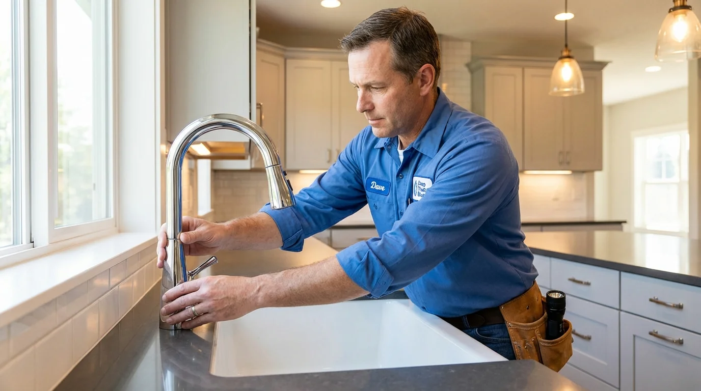 Kitchen faucet installation by Johns Plumbing LLC in Danielson