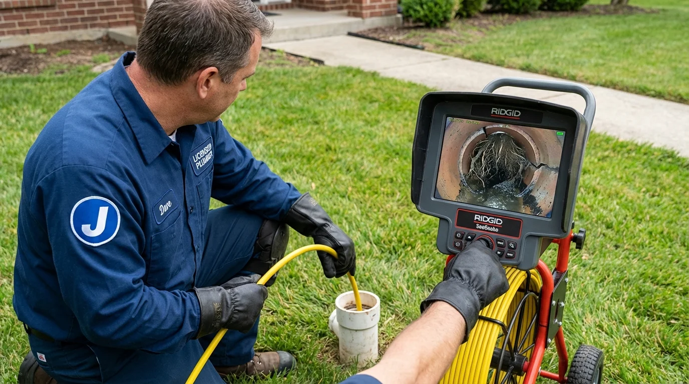 Sewer camera inspection being performed by Johns Plumbing LLC in Danielson