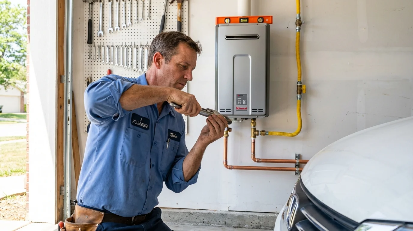 Tankless water heater installation by a Johns Plumbing LLC plumber in Danielson
